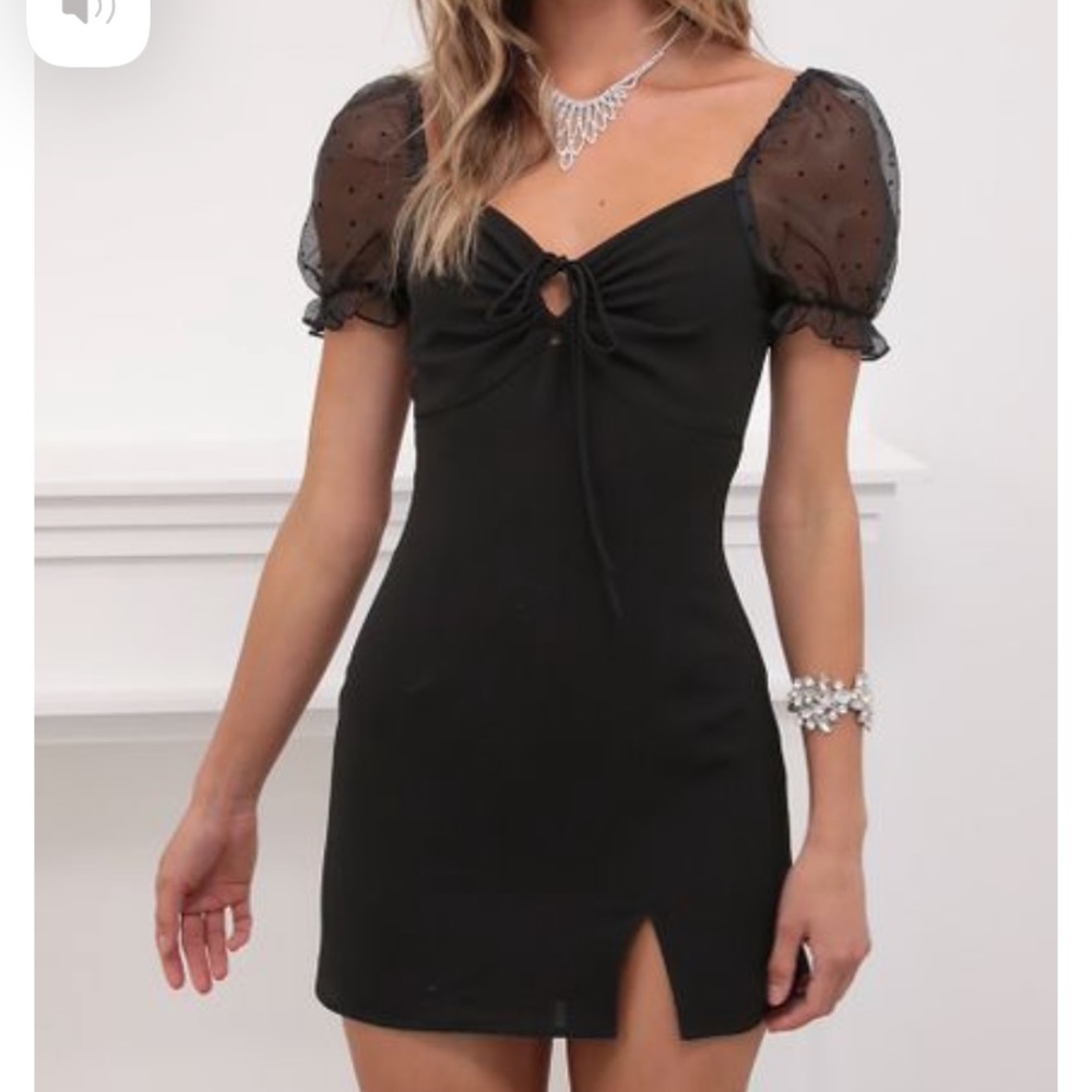 Juliette Puff Sleeve Dress in Black Polka Dot